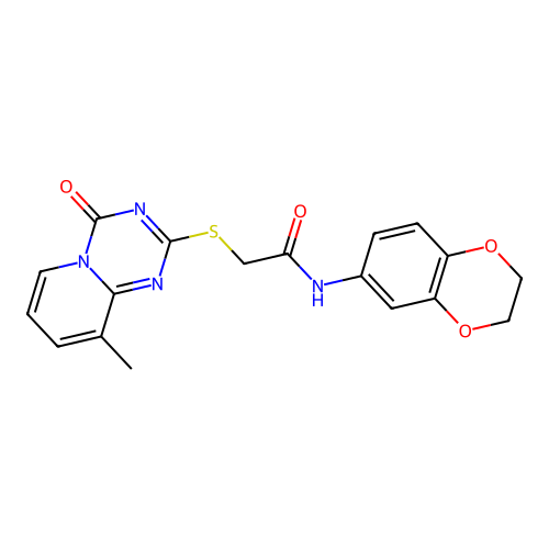 N-(2,3-dihydro-1,4-benzodioxin-6-yl)-2-({9-methyl-4-oxo-4H-pyrido[1,2-a][1,3,5]triazin-2-yl}sulfanyl)acetamide structure