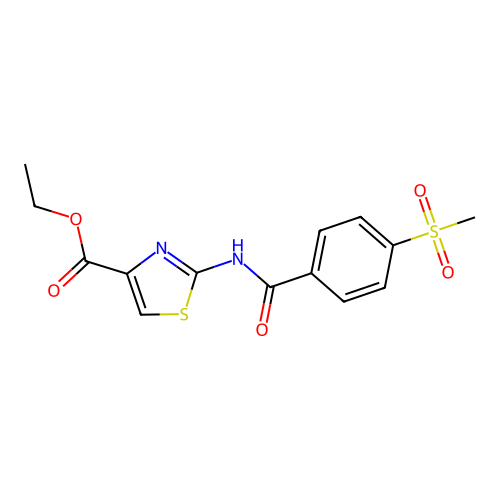 Ethyl 2-(4-(methylsulfonyl)benzamido)thiazole-4-carboxylate structure