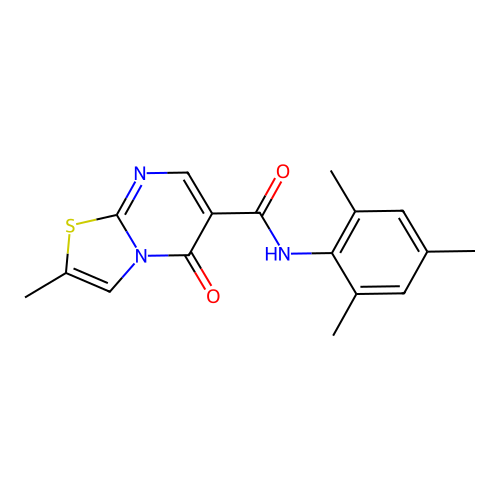 N-mesityl-2-methyl-5-oxo-5H-thiazolo[3,2-a]pyrimidine-6-carboxamide structure