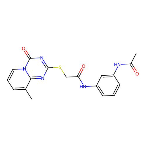 N-(3-acetamidophenyl)-2-((9-methyl-4-oxo-4H-pyrido[1,2-a][1,3,5]triazin-2-yl)thio)acetamide structure