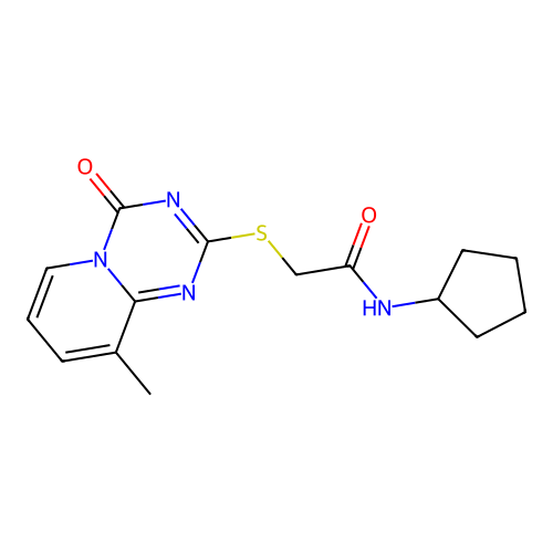 N-cyclopentyl-2-({9-methyl-4-oxo-4H-pyrido[1,2-a][1,3,5]triazin-2-yl}sulfanyl)acetamide structure