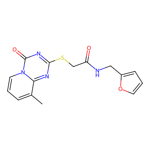 N-[(furan-2-yl)methyl]-2-({9-methyl-4-oxo-4H-pyrido[1,2-a][1,3,5]triazin-2-yl}sulfanyl)acetamide structure