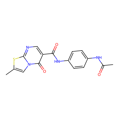 N-(4-acetamidophenyl)-2-methyl-5-oxo-5H-thiazolo[3,2-a]pyrimidine-6-carboxamide structure