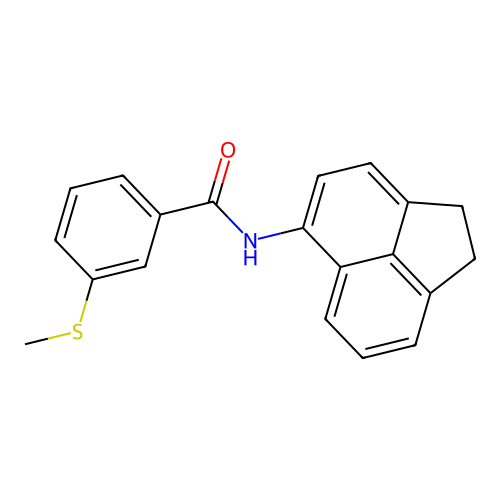N-(1,2-dihydroacenaphthylen-5-yl)-3-methylsulfanylbenzamide structure