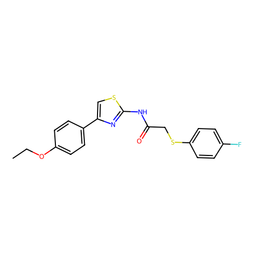 N-(4-(4-ethoxyphenyl)thiazol-2-yl)-2-((4-fluorophenyl)thio)acetamide structure
