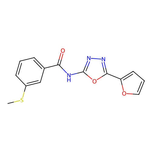 N-[5-(furan-2-yl)-1,3,4-oxadiazol-2-yl]-3-methylsulfanylbenzamide structure