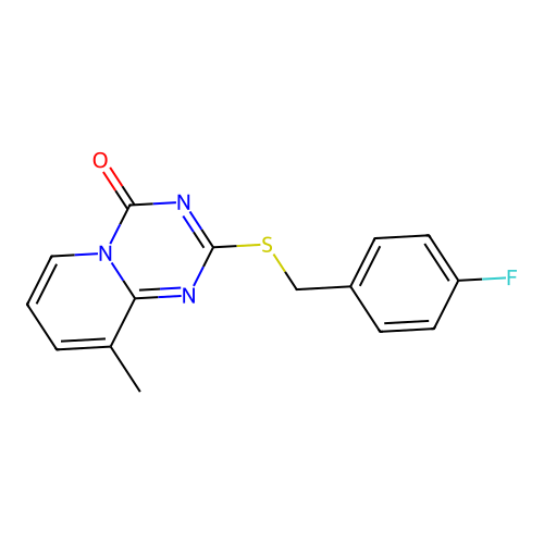 2-[(4-Fluorophenyl)methylsulfanyl]-9-methylpyrido[1,2-a][1,3,5]triazin-4-one structure