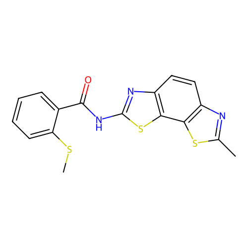 N-(7-methylbenzo[1,2-d:4,3-d']bis(thiazole)-2-yl)-2-(methylthio)benzamide structure