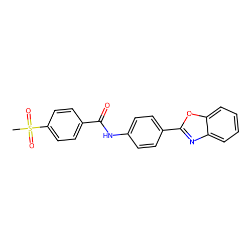 N-(4-(benzo[d]oxazol-2-yl)phenyl)-4-(methylsulfonyl)benzamide structure