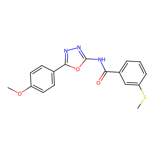 N-[5-(4-methoxyphenyl)-1,3,4-oxadiazol-2-yl]-3-methylsulfanylbenzamide structure
