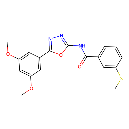 N-[5-(3,5-dimethoxyphenyl)-1,3,4-oxadiazol-2-yl]-3-methylsulfanylbenzamide structure