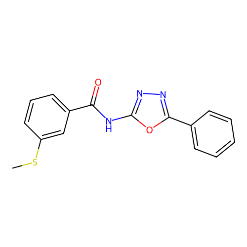3-(methylthio)-N-(5-phenyl-1,3,4-oxadiazol-2-yl)benzamide structure