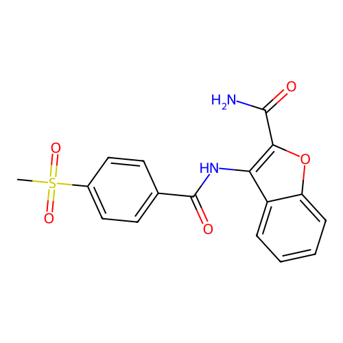 3-(4-(Methylsulfonyl)benzamido)benzofuran-2-carboxamide structure
