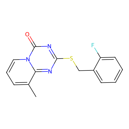 2-[(2-Fluorophenyl)methylsulfanyl]-9-methylpyrido[1,2-a][1,3,5]triazin-4-one structure