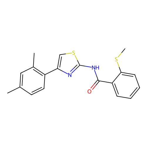 N-[4-(2,4-dimethylphenyl)-1,3-thiazol-2-yl]-2-methylsulfanylbenzamide structure