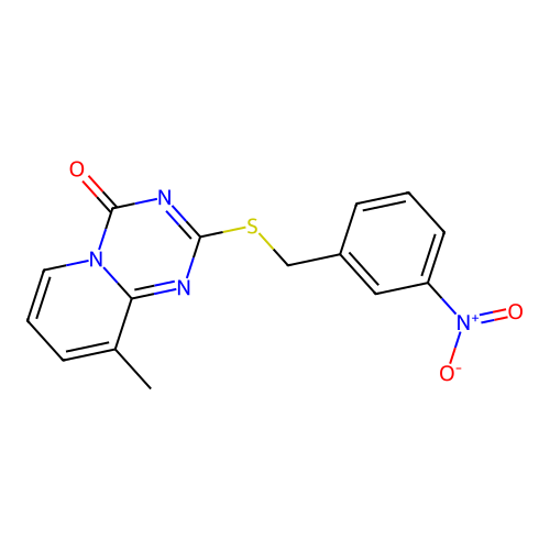 9-Methyl-2-[(3-nitrophenyl)methylsulfanyl]pyrido[1,2-a][1,3,5]triazin-4-one structure