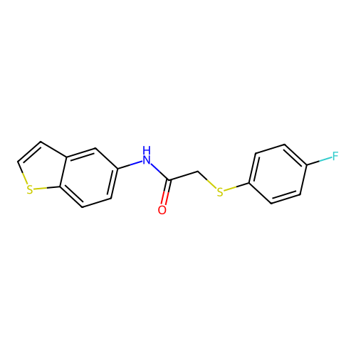 N-(benzo[b]thiophen-5-yl)-2-((4-fluorophenyl)thio)acetamide structure
