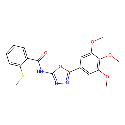 2-methylsulfanyl-N-[5-(3,4,5-trimethoxyphenyl)-1,3,4-oxadiazol-2-yl]benzamide structure