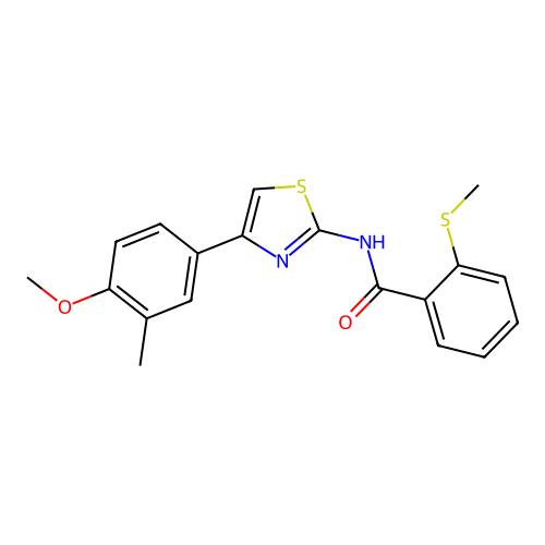 N-(4-(4-methoxy-3-methylphenyl)thiazol-2-yl)-2-(methylthio)benzamide structure
