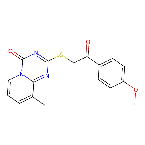 2-{[2-(4-methoxyphenyl)-2-oxoethyl]sulfanyl}-9-methyl-4H-pyrido[1,2-a][1,3,5]triazin-4-one structure