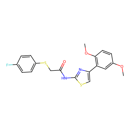 N-(4-(2,5-dimethoxyphenyl)thiazol-2-yl)-2-((4-fluorophenyl)thio)acetamide structure