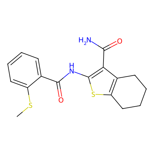 2-(2-(Methylthio)benzamido)-4,5,6,7-tetrahydrobenzo[b]thiophene-3-carboxamide structure