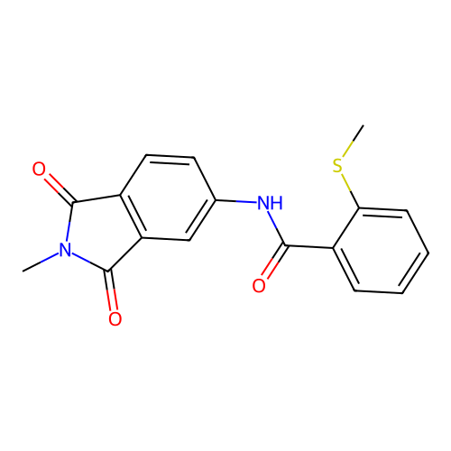 N-(2-methyl-1,3-dioxoisoindol-5-yl)-2-methylsulfanylbenzamide structure