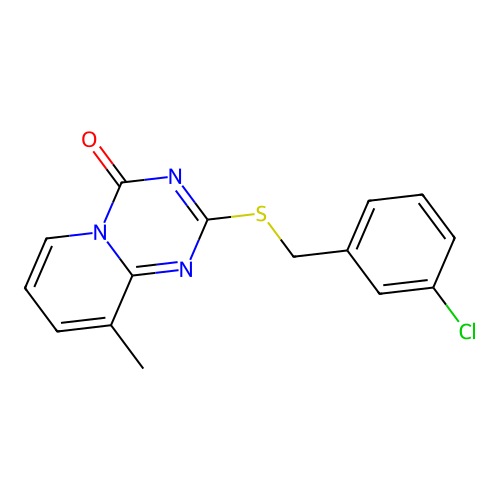 2-[(3-Chlorophenyl)methylsulfanyl]-9-methylpyrido[1,2-a][1,3,5]triazin-4-one structure