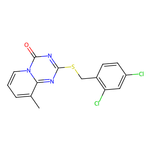 2-[(2,4-Dichlorophenyl)methylsulfanyl]-9-methylpyrido[1,2-a][1,3,5]triazin-4-one structure