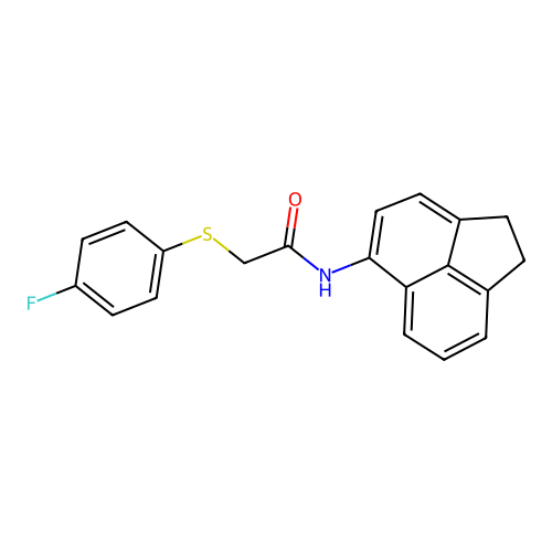 N-(1,2-dihydroacenaphthylen-5-yl)-2-((4-fluorophenyl)thio)acetamide structure