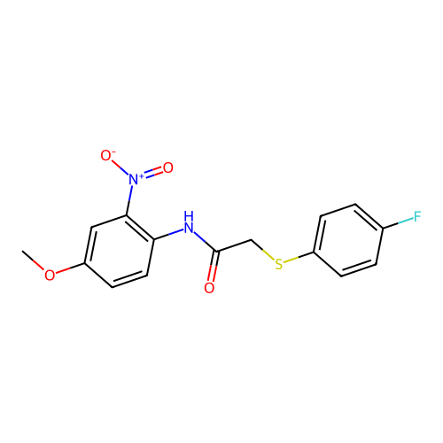 2-(4-fluorophenyl)sulfanyl-N-(4-methoxy-2-nitrophenyl)acetamide structure