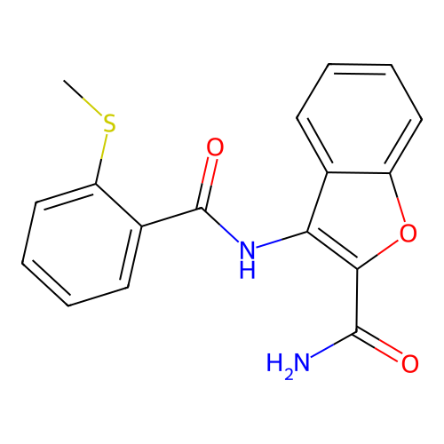 3-(2-(Methylthio)benzamido)benzofuran-2-carboxamide structure