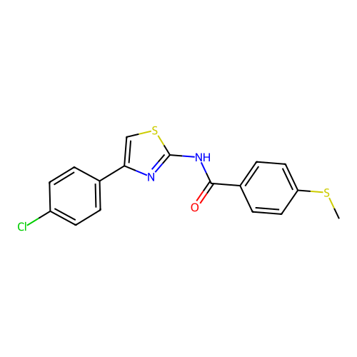 N-(4-(4-chlorophenyl)thiazol-2-yl)-4-(methylthio)benzamide structure