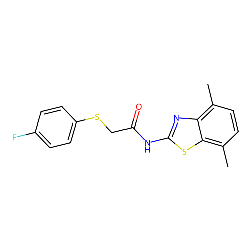 N-(4,7-dimethylbenzo[d]thiazol-2-yl)-2-((4-fluorophenyl)thio)acetamide structure