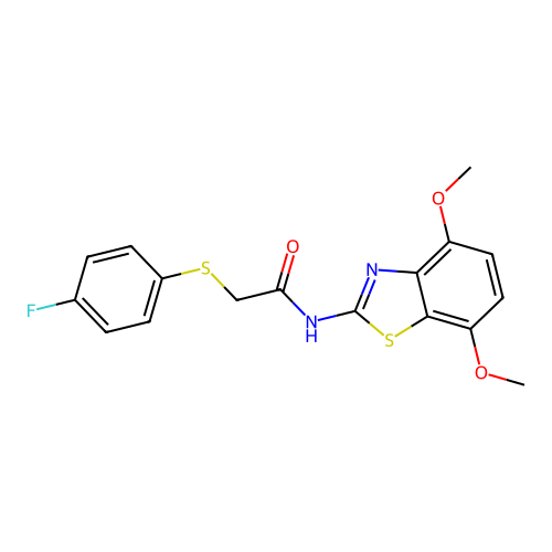 N-(4,7-dimethoxybenzo[d]thiazol-2-yl)-2-((4-fluorophenyl)thio)acetamide structure