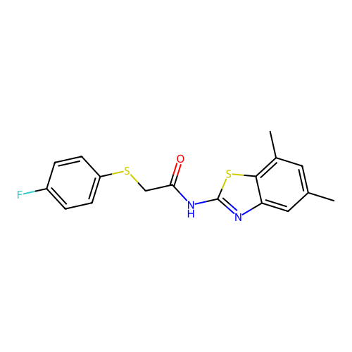 N-(5,7-dimethylbenzo[d]thiazol-2-yl)-2-((4-fluorophenyl)thio)acetamide structure