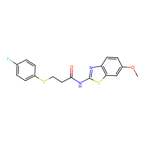 3-((4-fluorophenyl)thio)-N-(6-methoxybenzo[d]thiazol-2-yl)propanamide structure
