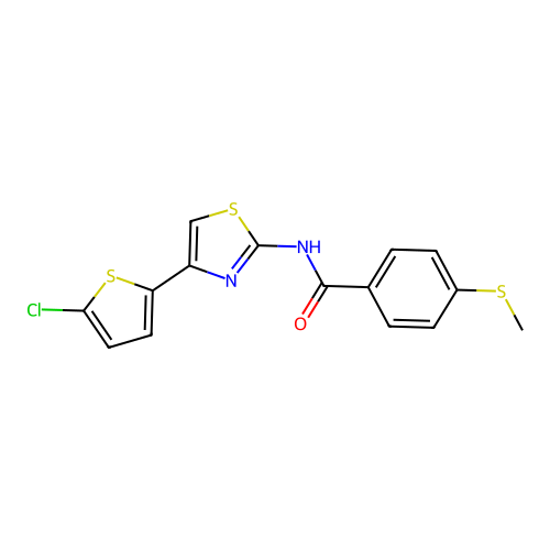 N-(4-(5-chlorothiophen-2-yl)thiazol-2-yl)-4-(methylthio)benzamide structure