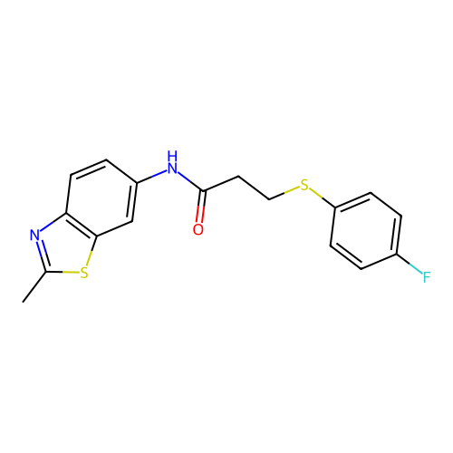 3-((4-fluorophenyl)thio)-N-(2-methylbenzo[d]thiazol-6-yl)propanamide structure