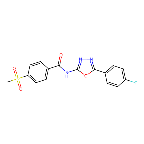 N-(5-(4-fluorophenyl)-1,3,4-oxadiazol-2-yl)-4-(methylsulfonyl)benzamide structure
