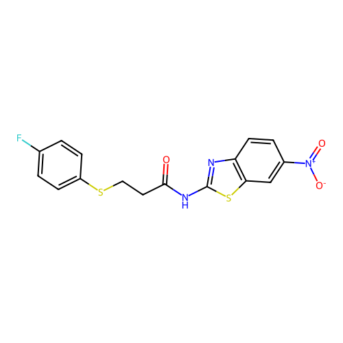 3-((4-fluorophenyl)thio)-N-(6-nitrobenzo[d]thiazol-2-yl)propanamide structure