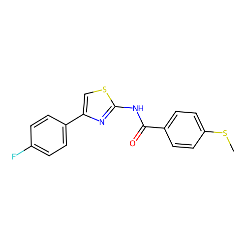 N-(4-(4-fluorophenyl)thiazol-2-yl)-4-(methylthio)benzamide structure