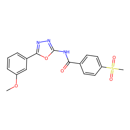 N-(5-(3-methoxyphenyl)-1,3,4-oxadiazol-2-yl)-4-(methylsulfonyl)benzamide structure