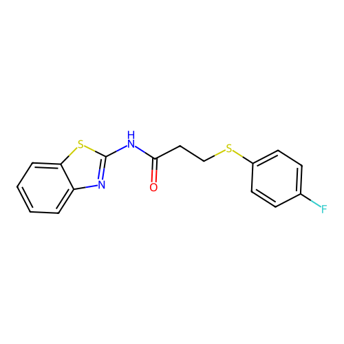 N-(benzo[d]thiazol-2-yl)-3-((4-fluorophenyl)thio)propanamide structure