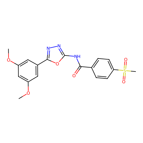 N-[5-(3,5-dimethoxyphenyl)-1,3,4-oxadiazol-2-yl]-4-methylsulfonylbenzamide structure