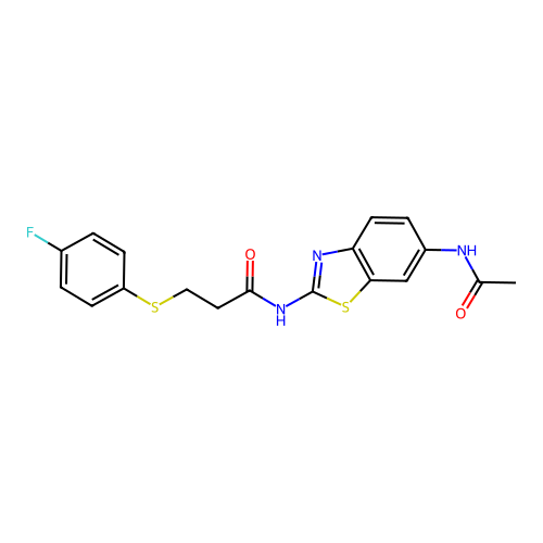 N-(6-acetamidobenzo[d]thiazol-2-yl)-3-((4-fluorophenyl)thio)propanamide structure