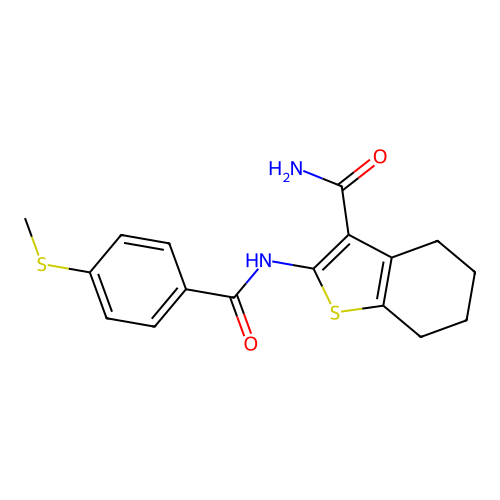 2-(4-(Methylthio)benzamido)-4,5,6,7-tetrahydrobenzo[b]thiophene-3-carboxamide structure