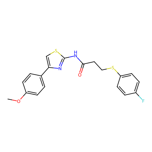 3-((4-fluorophenyl)thio)-N-(4-(4-methoxyphenyl)thiazol-2-yl)propanamide structure