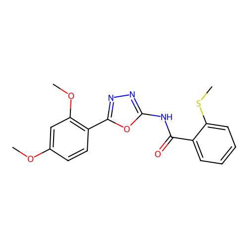 N-[5-(2,4-dimethoxyphenyl)-1,3,4-oxadiazol-2-yl]-2-methylsulfanylbenzamide structure