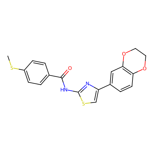 N-(4-(2,3-dihydrobenzo[b][1,4]dioxin-6-yl)thiazol-2-yl)-4-(methylthio)benzamide structure